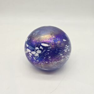 Tom St Clair 1994 Studio Glass Iridescent Speckle Abstract Paperweight Galaxy 3"